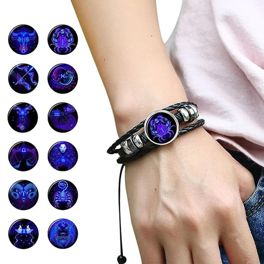 Zodiac Constellation Bracelets for Men & Women | Adjustable Astrology Sign Leather Bracelet Online India