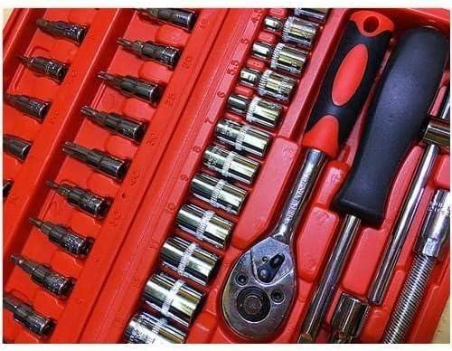 46 in 1 Multi Purpose Combination Socket Tool Kit | Ratchet Wrench Set, Car Bike Repair Tool Box, Socket Set for Home & Garage