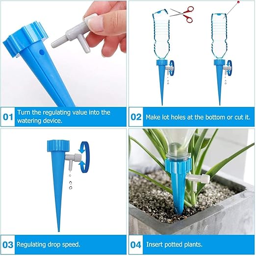 10 Pcs Drip Irrigation Kit for Home Garden | Self Watering Plant Spikes with Slow Release Control Valve | Automatic Plant Watering System for Indoor & Outdoor Plants | General Store India