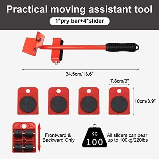 Furniture Lifter Mover Tool Set Heavy Duty | Furniture Shifting & Moving Tool with Wheel Pads for Home, Office, Sofa, Bed & Appliances | General Store India