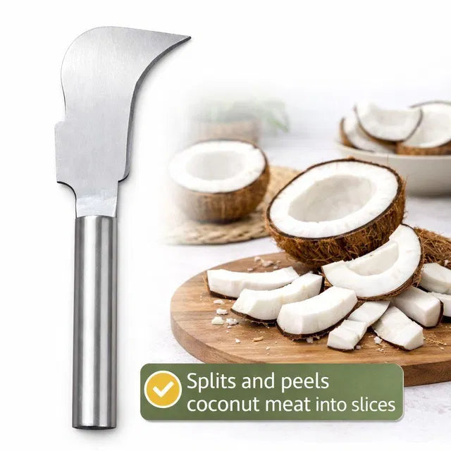 Stainless Steel Coconut Splitter Knife | Coconut Opening Tool | Sharp Coconut Cutter for Easy Coconut Breaking & Meat Removal | General Store India