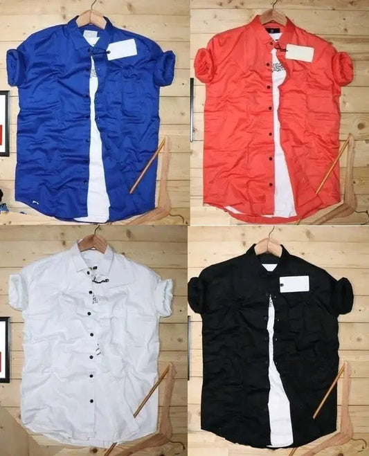 Pack of 4 Men’s Plain Shirts Combo | Casual & Formal Solid Color Cotton Blend Shirts for Men | Multicolor Stylish Shirt Pack