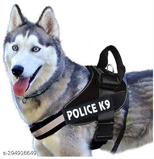 Heavy Duty Nylon Dog Harness for Large Dogs | Adjustable No Pull Pet Harness with Handle | Durable K9 Training Vest (Black, Large) | General Store India