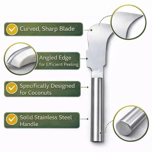 Stainless Steel Coconut Splitter Knife | Coconut Opening Tool | Sharp Coconut Cutter for Easy Coconut Breaking & Meat Removal | General Store India