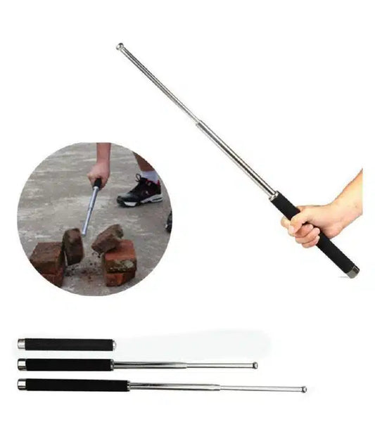 Stainless Steel Portable Folding Stick for Men & Women | Telescopic Self Defense Safety Rod Black | General Store India
