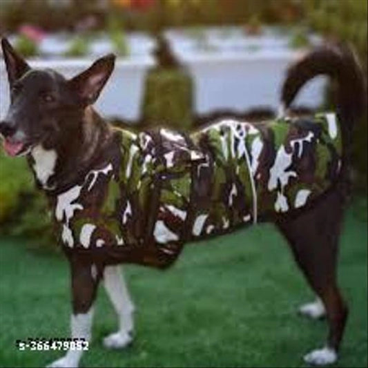 Dog Winter Coat Army Print Jacket | Warm Fabric Pet Sweater for Large Dogs | Camouflage Dog Clothes (26 Inch, Multicolor) | General Store India