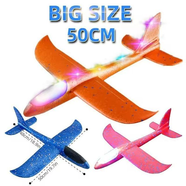 33cm Big Flash Glider Foam Plane Toy for Kids | LED Light Airplane Glider | Outdoor Flying Toy | General Store India