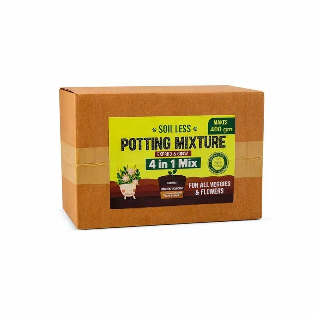 4-in-1 Soil Less Potting Mixture for Plants | Cocopeat, Vermiculite, Neem Khad & Organic Plant Food (Pack of 4) | Home Gardening Potting Mix | General Store India