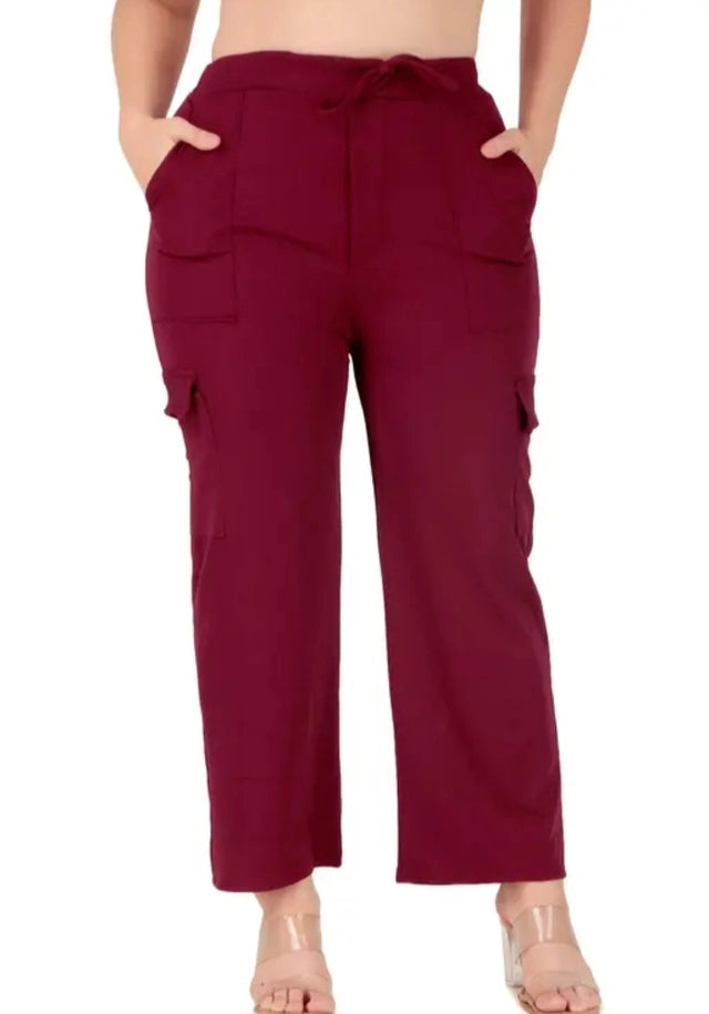 Women Cotton Blend Straight Fit Trouser Maroon | Comfortable Casual & Office Wear Pants | General Store India