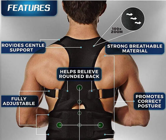 Posture Corrector Belt Unisex for Men & Women | Adjustable Back Support Brace for Shoulder, Spine & Upper Back Alignment | General Store India
