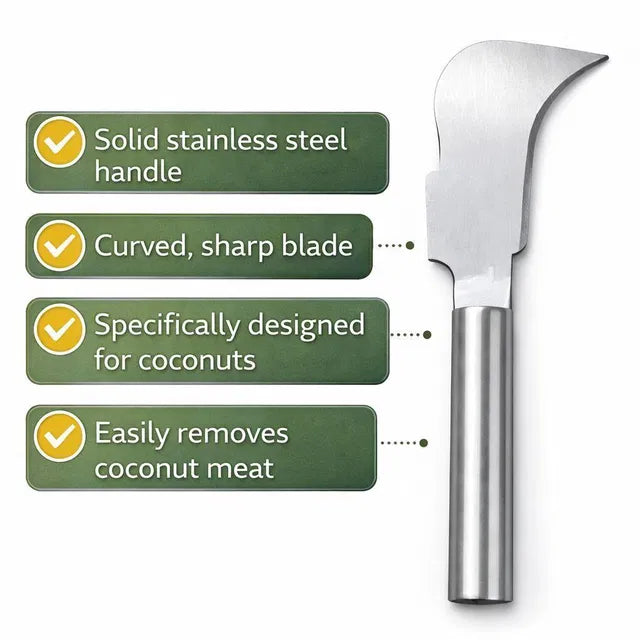 Stainless Steel Coconut Splitter Knife | Coconut Opening Tool | Sharp Coconut Cutter for Easy Coconut Breaking & Meat Removal | General Store India