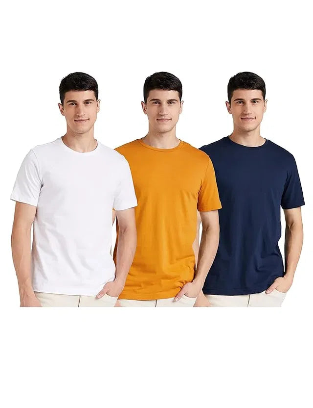 Round Neck Cotton T-Shirt for Men | Soft Breathable Half Sleeve Casual Solid Tee Online India