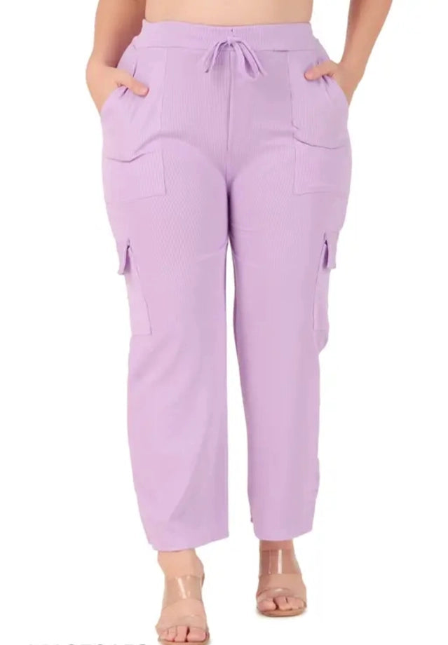 Women Cotton Blend Straight Fit Trouser Purple | Stylish Casual & Cargo Style Pants | General Store India