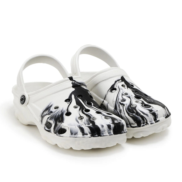 Men’s White & Black Clogs | Lightweight Breathable Slip-On Casual Footwear | General Store India