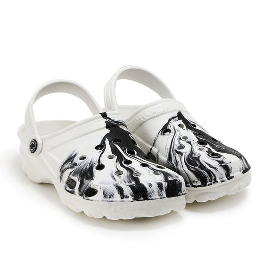 Men’s White & Black Clogs | Lightweight Breathable Slip-On Casual Footwear | General Store India