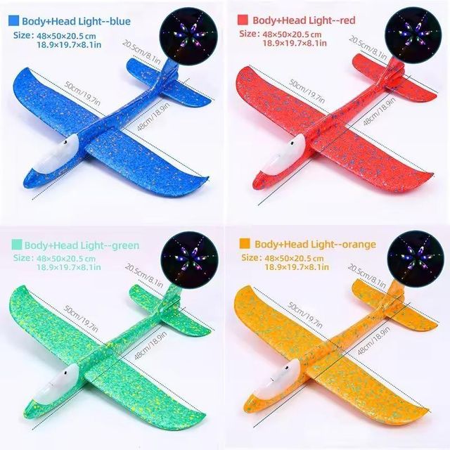 33cm Big Flash Glider Foam Plane Toy for Kids | LED Light Airplane Glider | Outdoor Flying Toy | General Store India